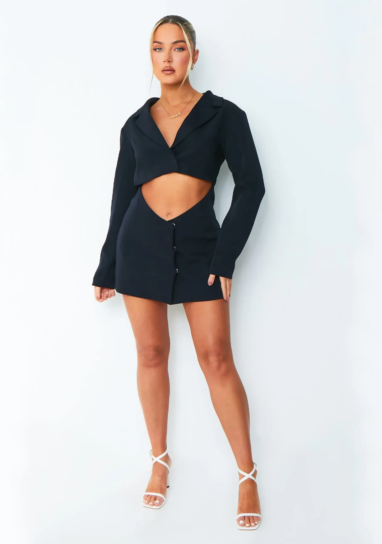 Aliyah Navy Cut Out Blazer Dress