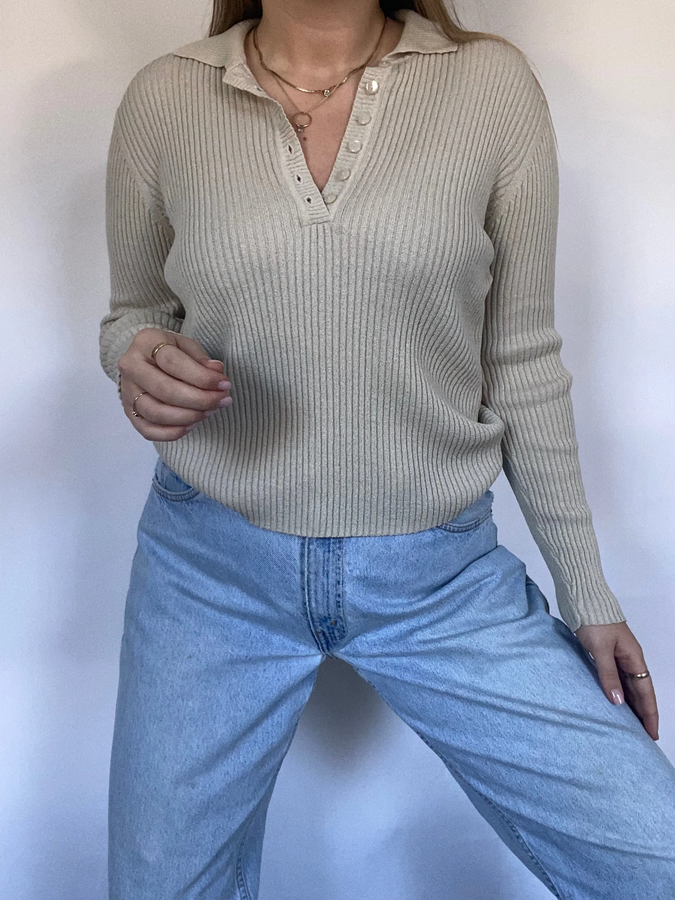 Beige Knit Sweater Size S