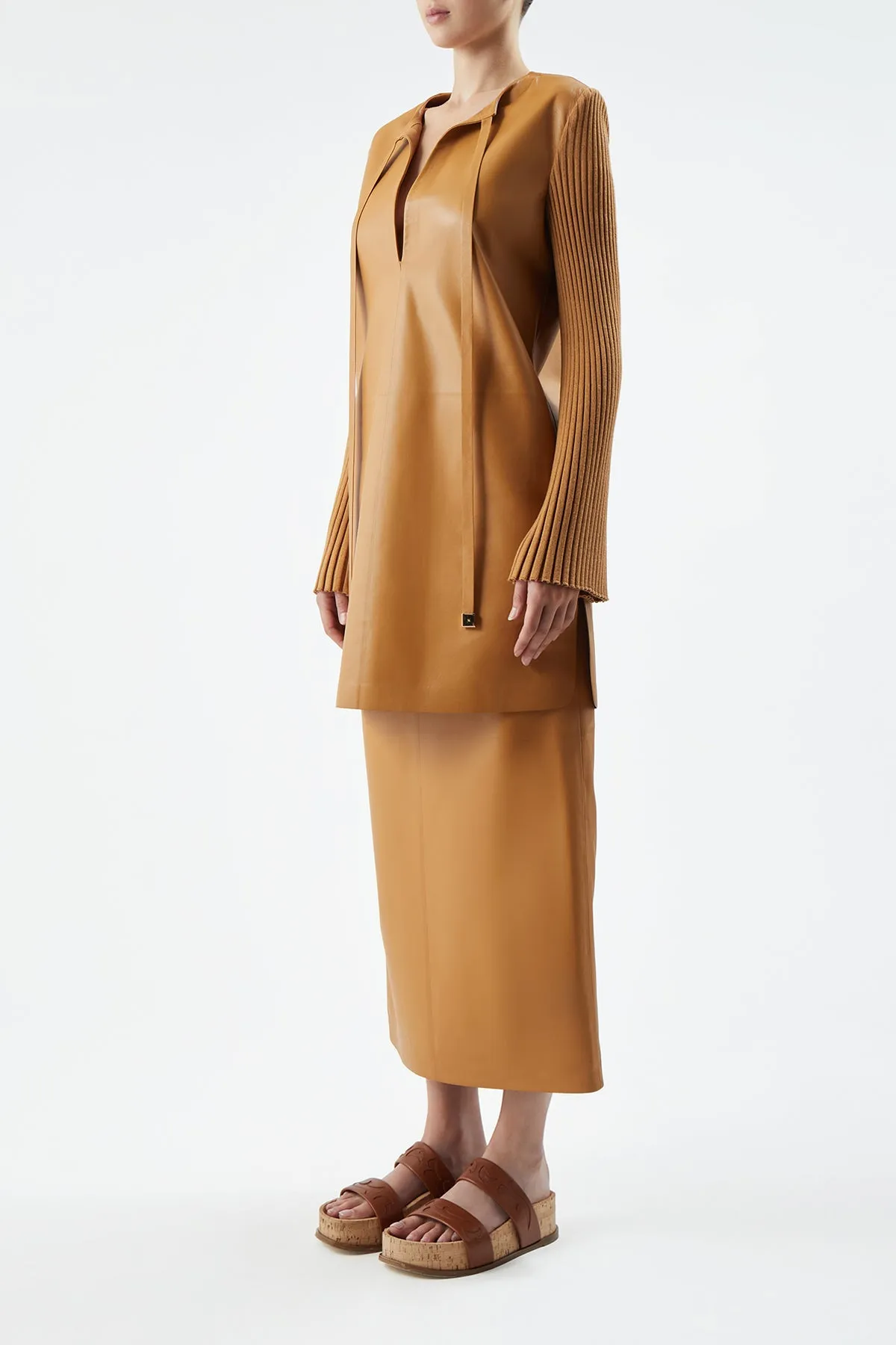 Beko Dress in Cashew Nappa Leather