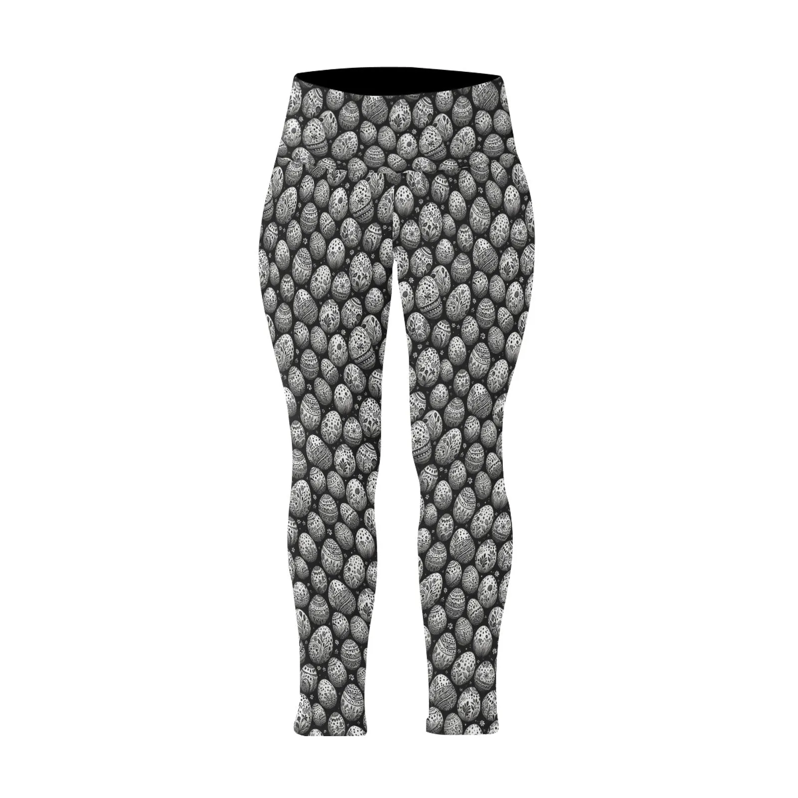 Black and White Egg Women's Plus Size High Waited Leggings Women's High Waist Leggings(Plus Size)(ModelL45)