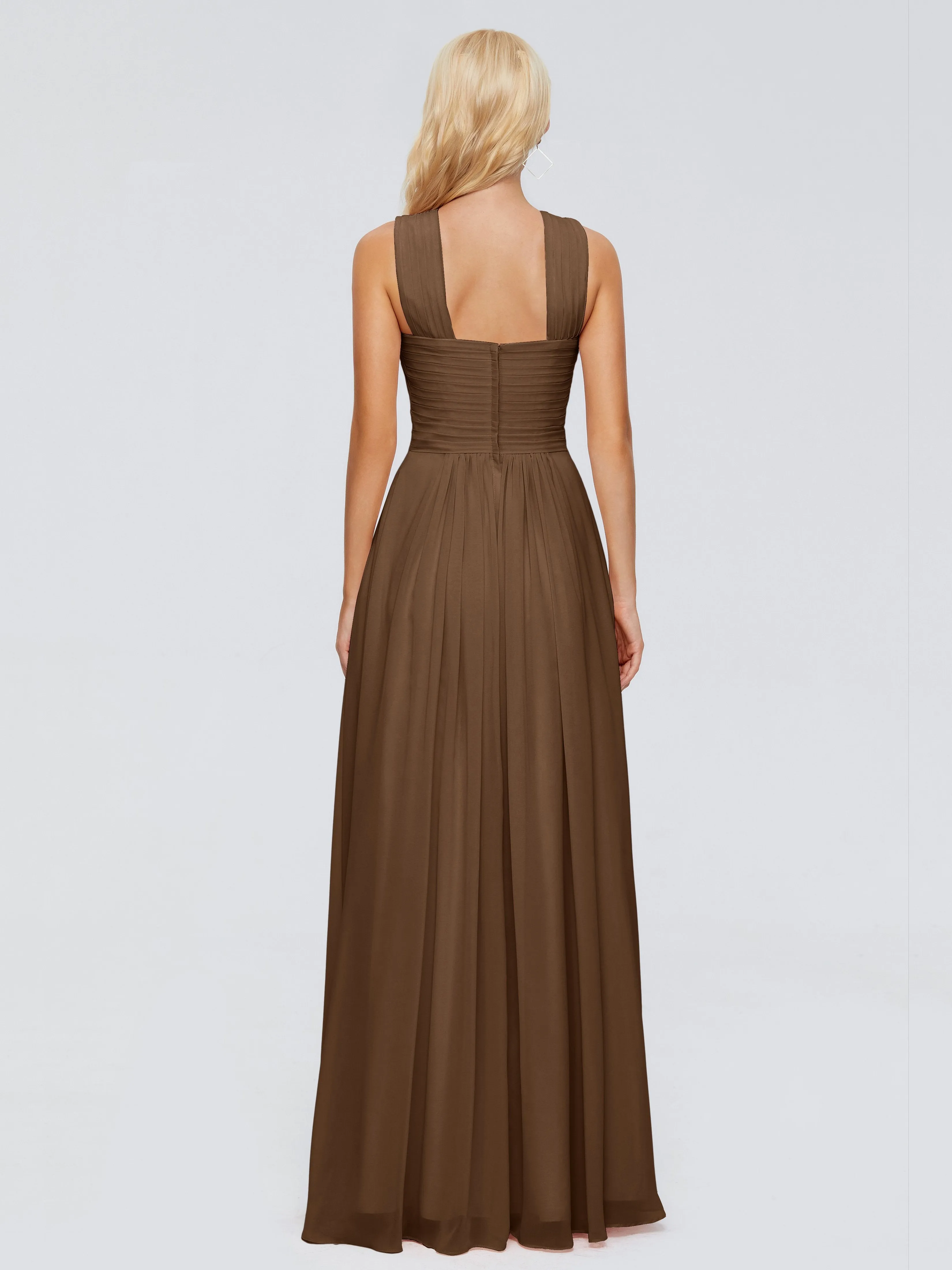 Brown Bridesmaid Dresses Aliyah Charming A-Line Straps Chiffon Bridesmaid Dresses