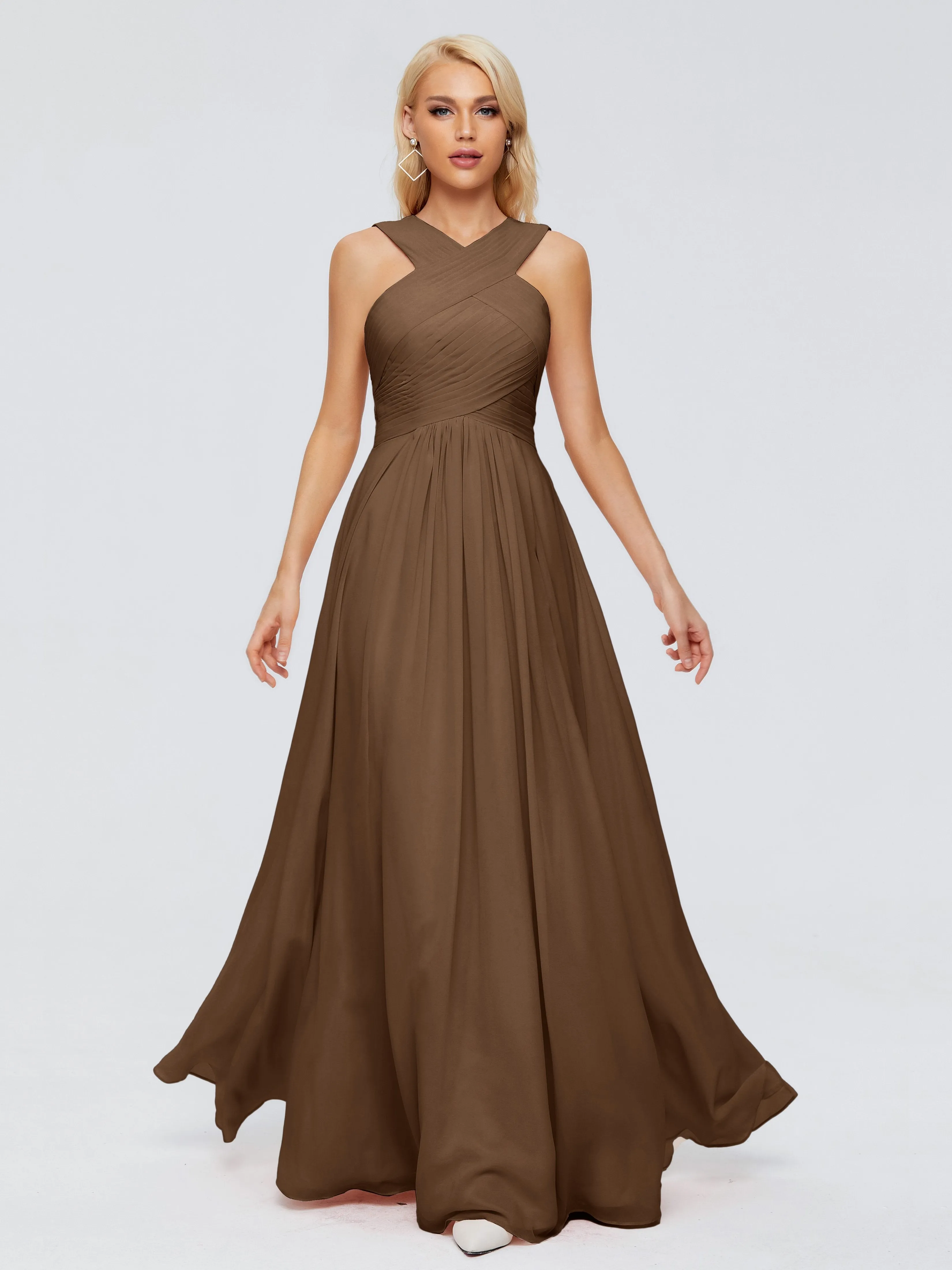 Brown Bridesmaid Dresses Aliyah Charming A-Line Straps Chiffon Bridesmaid Dresses