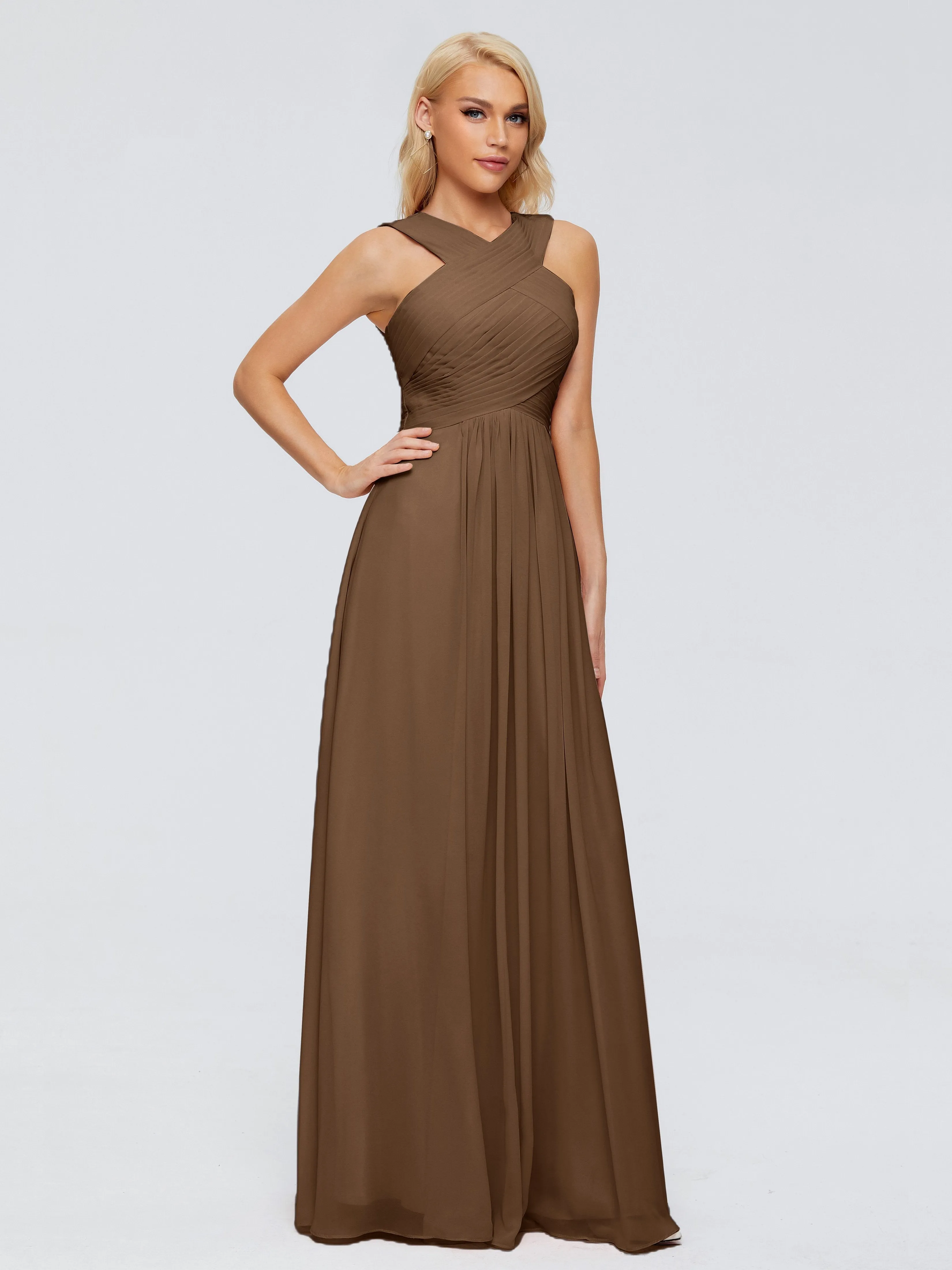 Brown Bridesmaid Dresses Aliyah Charming A-Line Straps Chiffon Bridesmaid Dresses