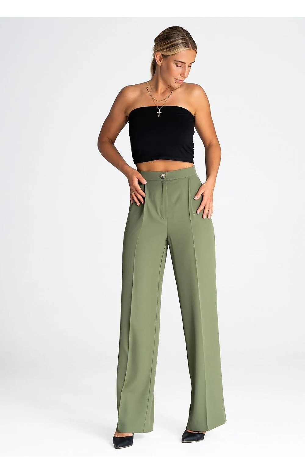 Chic Wide-Leg Pants with Modern Waist Design