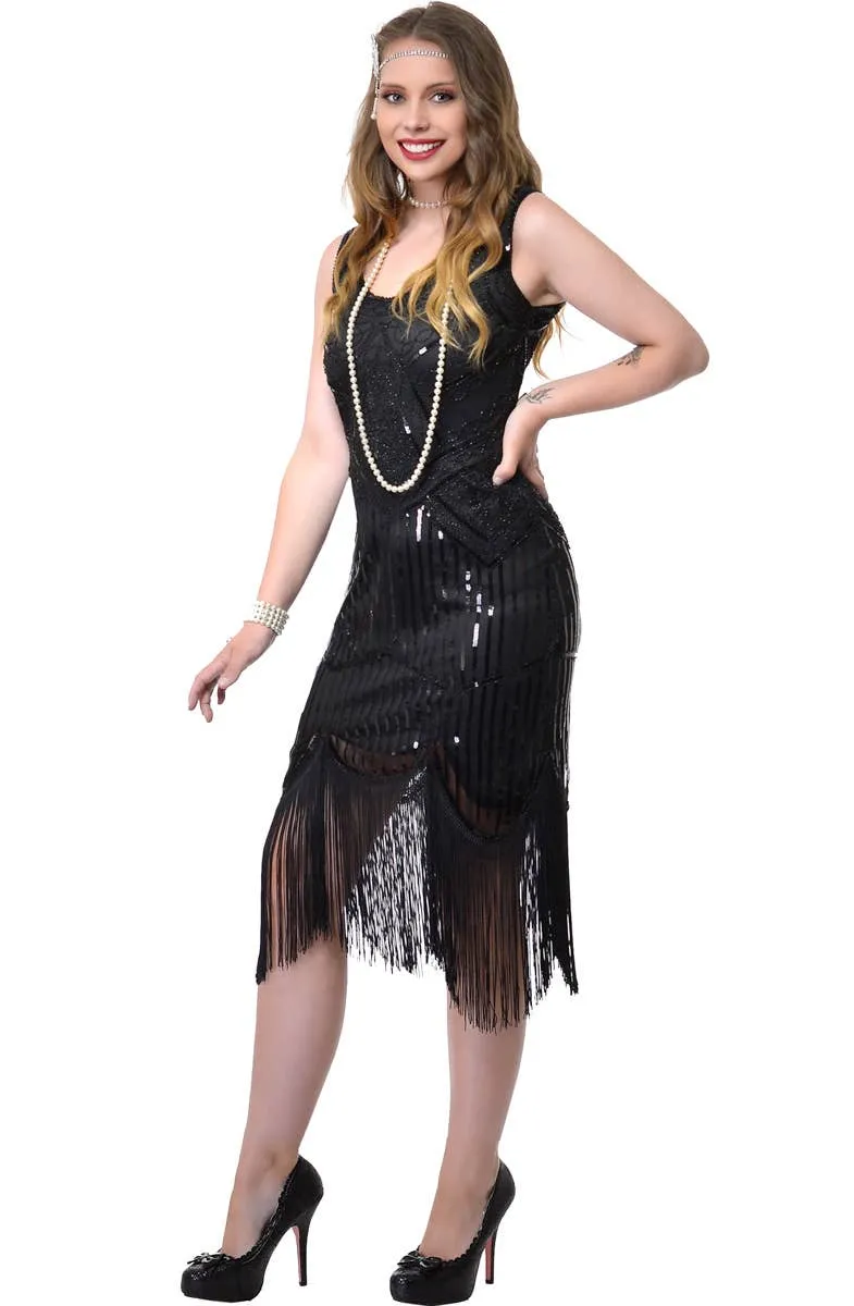 Dazzling Womens Deluxe Black 1920s Gatsby Plus Size Costume