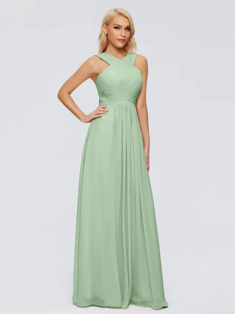 Dusty Sage Bridesmaid Dresses Aliyah Charming A-Line Straps Chiffon Bridesmaid Dresses