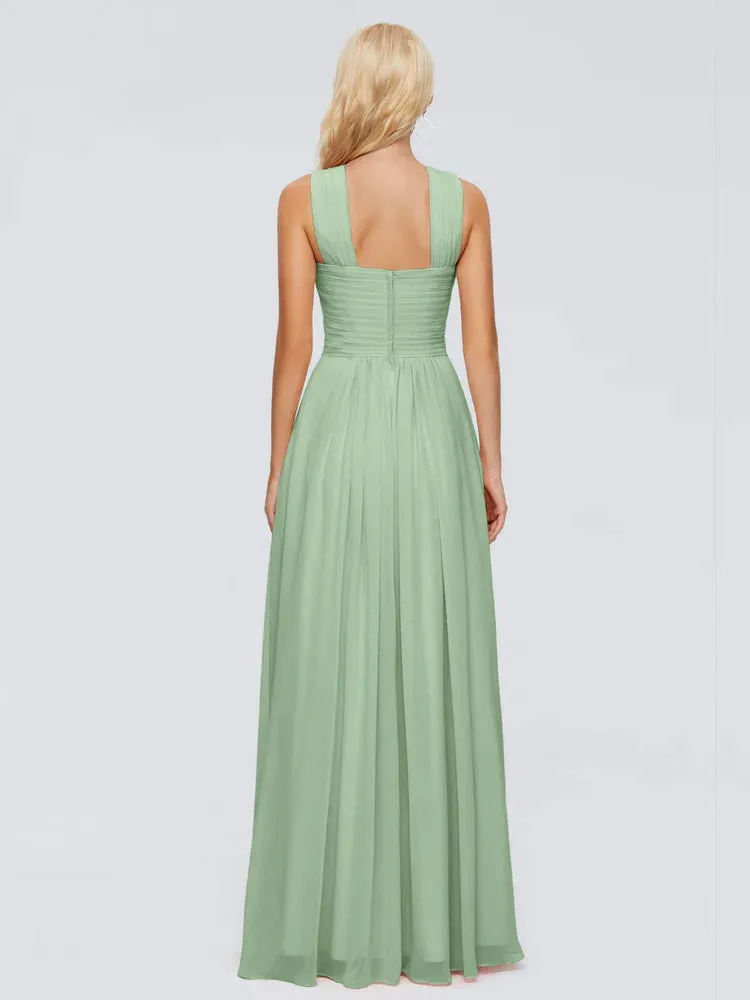 Dusty Sage Bridesmaid Dresses Aliyah Charming A-Line Straps Chiffon Bridesmaid Dresses