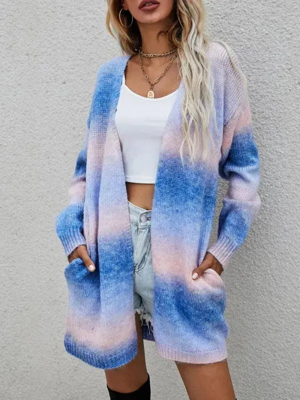 Gradient Tie-Dye  Women Cardigan Sweater