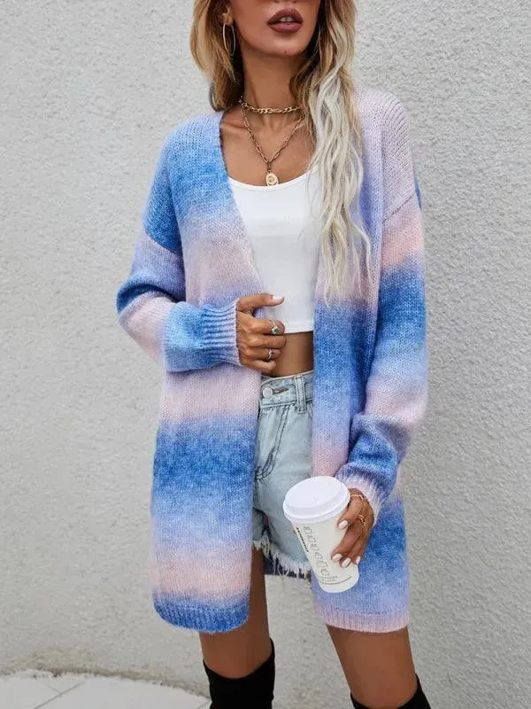 Gradient Tie-Dye  Women Cardigan Sweater