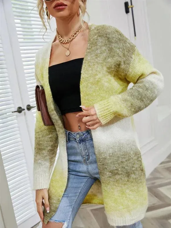 Gradient Tie-Dye  Women Cardigan Sweater