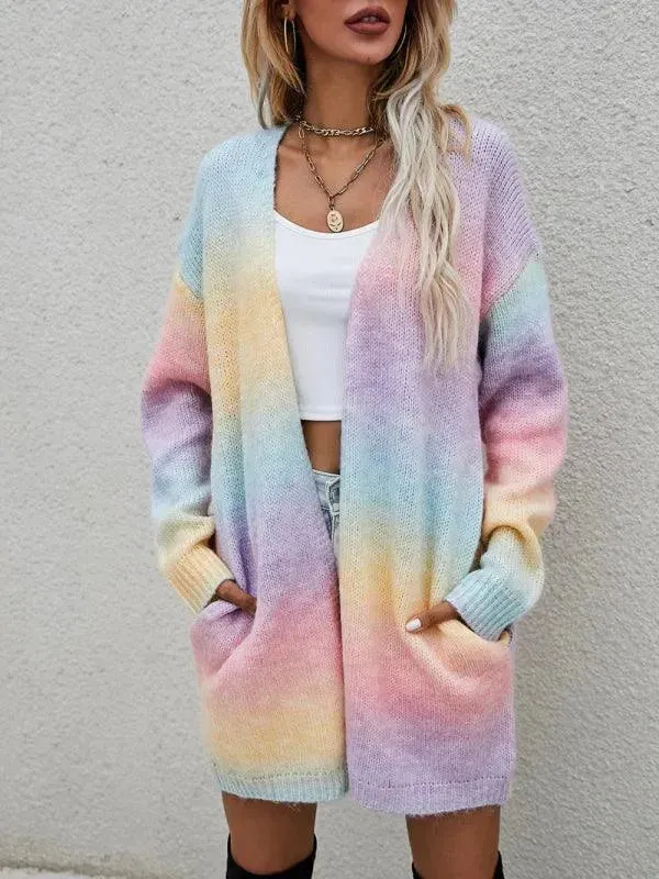 Gradient Tie-Dye  Women Cardigan Sweater