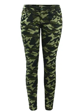 Green Skinny Jeans For Women Femme Camouflage