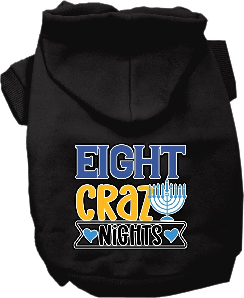 Hanukkah Pet, Dog and Cat Hoodie Screen Printed, "Eight Crazy Nights"