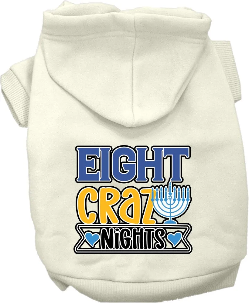 Hanukkah Pet, Dog and Cat Hoodie Screen Printed, "Eight Crazy Nights"