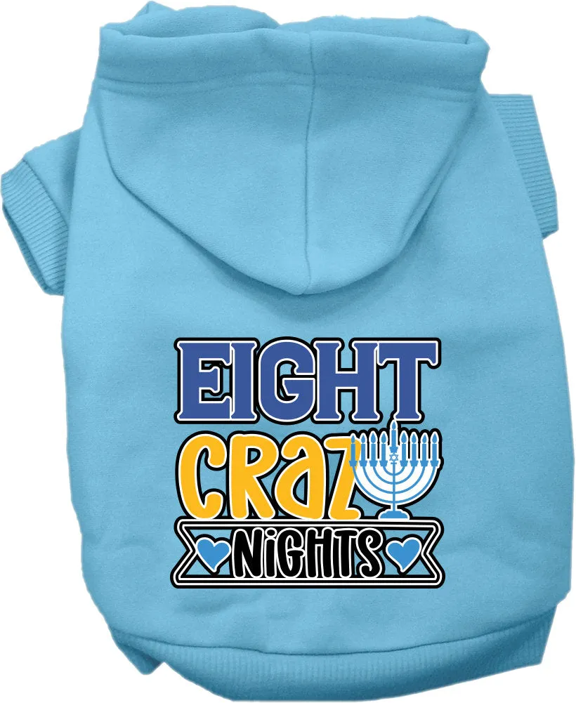 Hanukkah Pet, Dog and Cat Hoodie Screen Printed, "Eight Crazy Nights"