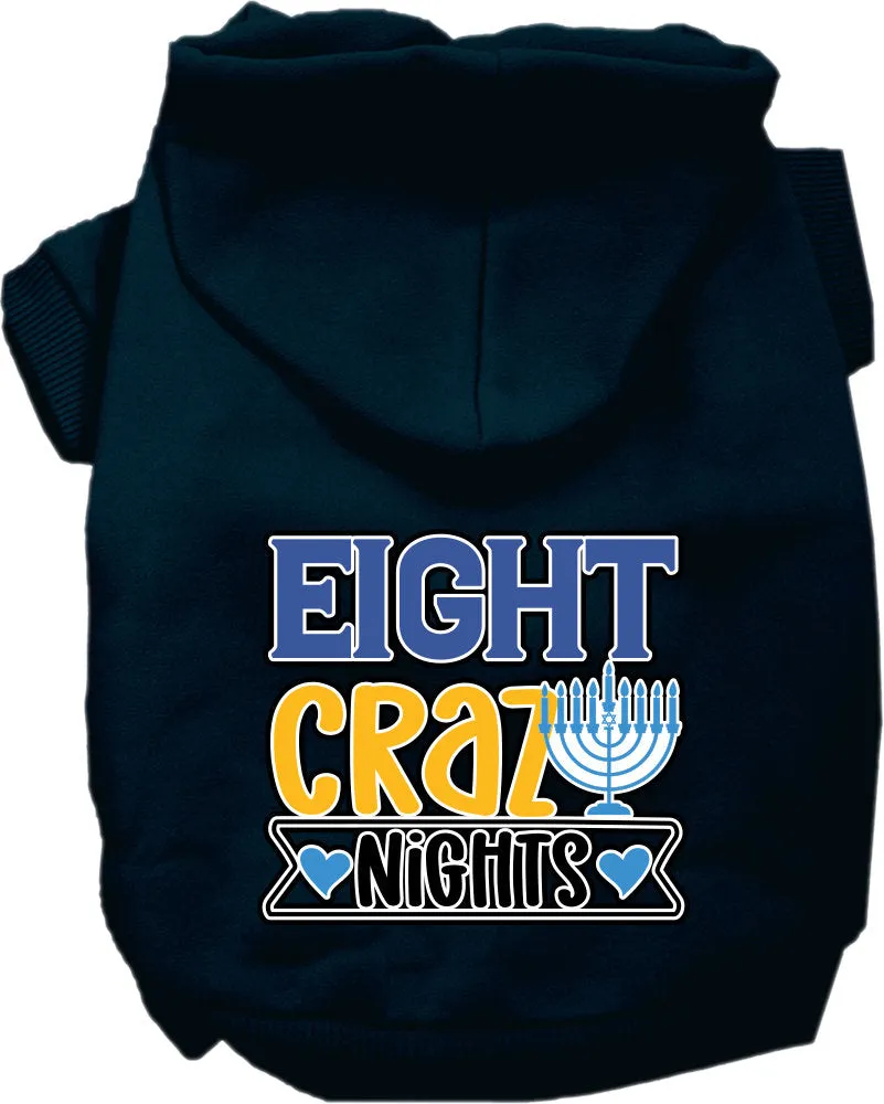 Hanukkah Pet, Dog and Cat Hoodie Screen Printed, "Eight Crazy Nights"