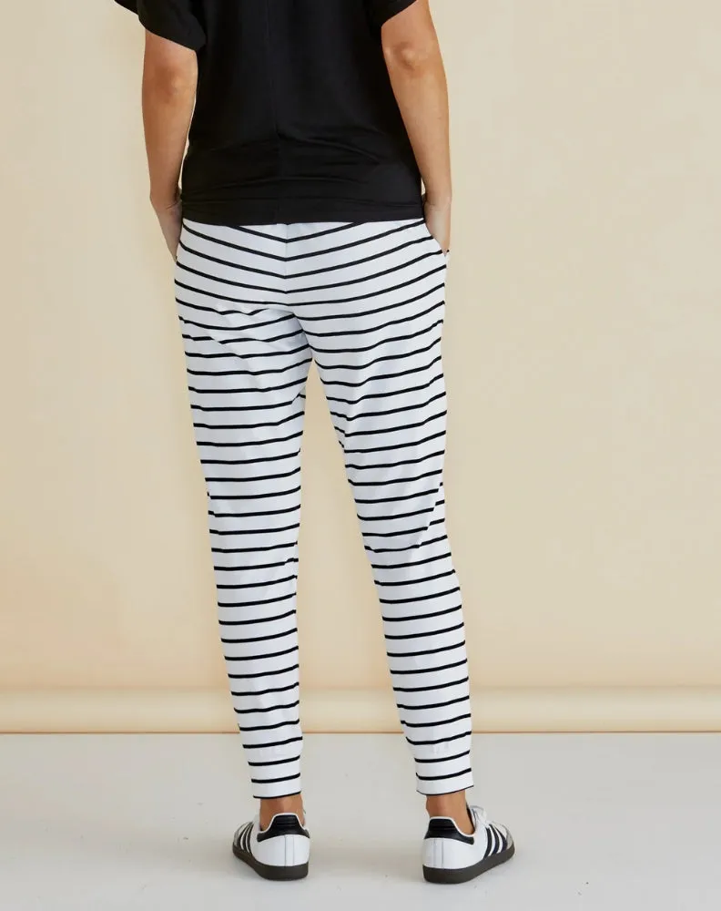 Heidi Pant - White/Black Stripe