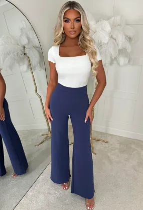 I See Fire Blue High Waisted Wide Leg Trousers