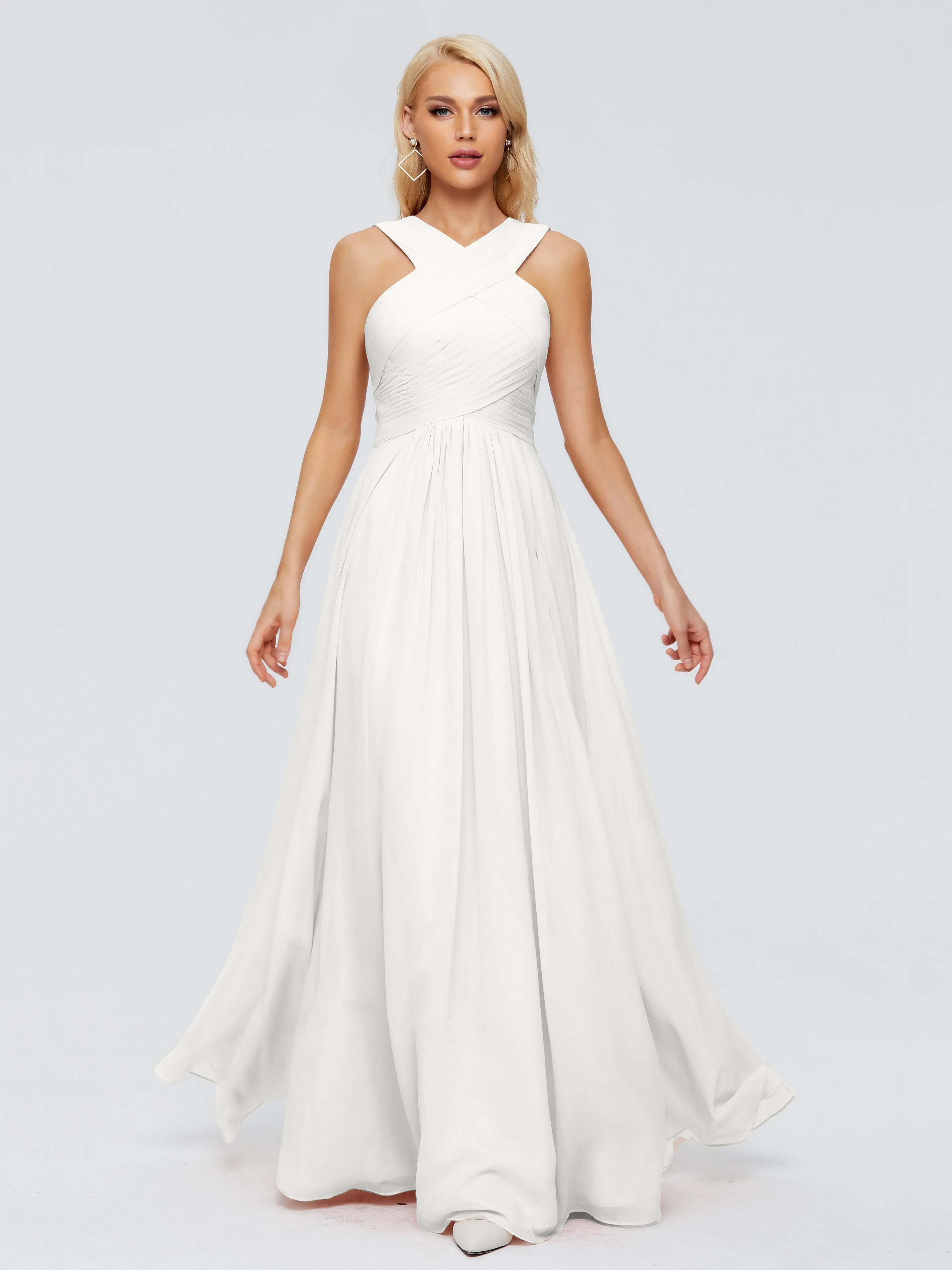 Ivory Bridesmaid Dresses Aliyah Charming A-Line Straps Chiffon Bridesmaid Dresses