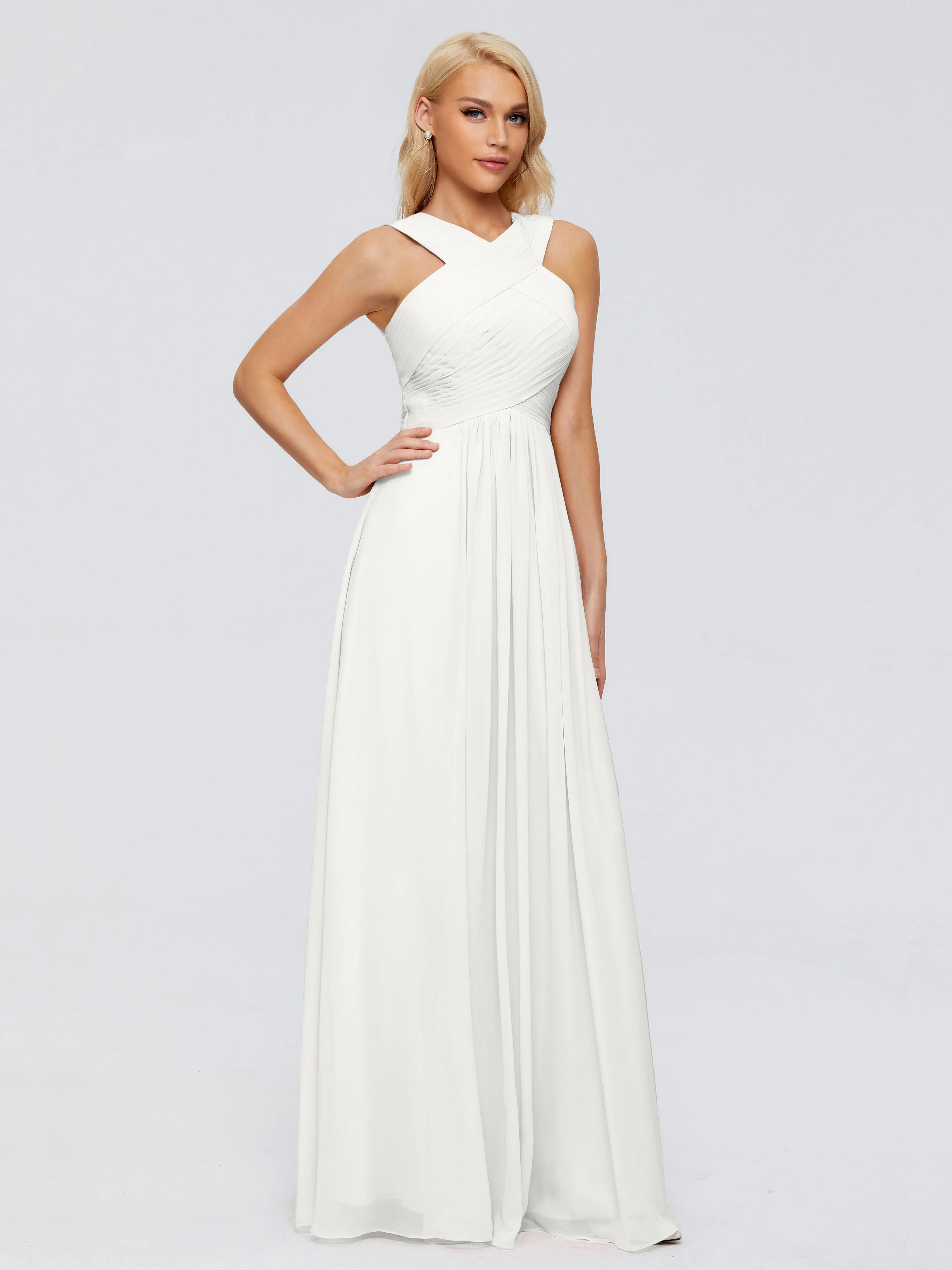 Ivory Bridesmaid Dresses Aliyah Charming A-Line Straps Chiffon Bridesmaid Dresses