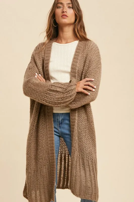 Knit Long Cardigan (Taupe)