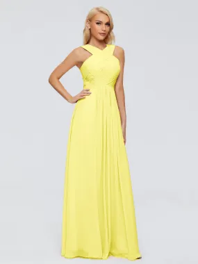 Lemon Bridesmaid Dresses Aliyah Charming A-Line Straps Chiffon Bridesmaid Dresses