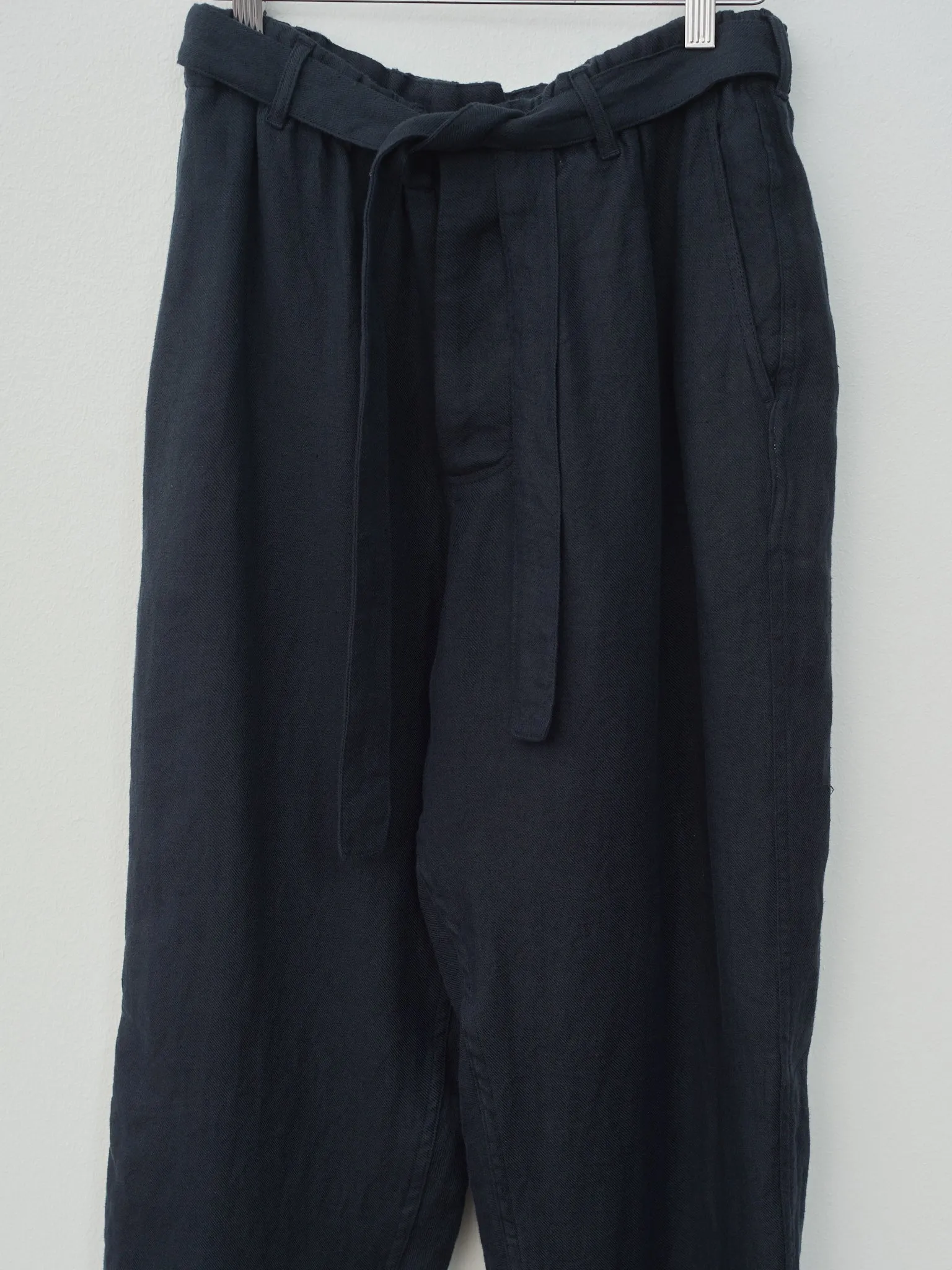 Linen Relaxed Pants - Navy