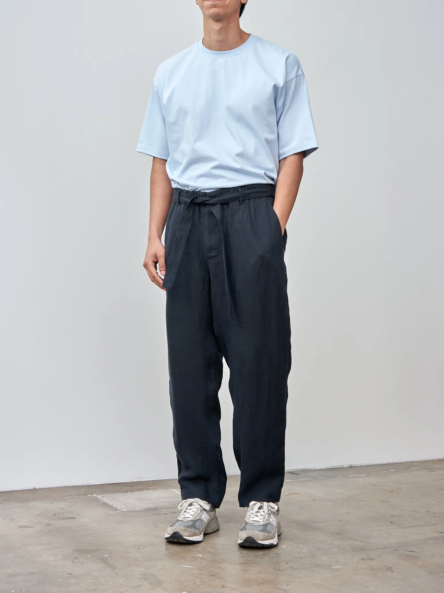 Linen Relaxed Pants - Navy