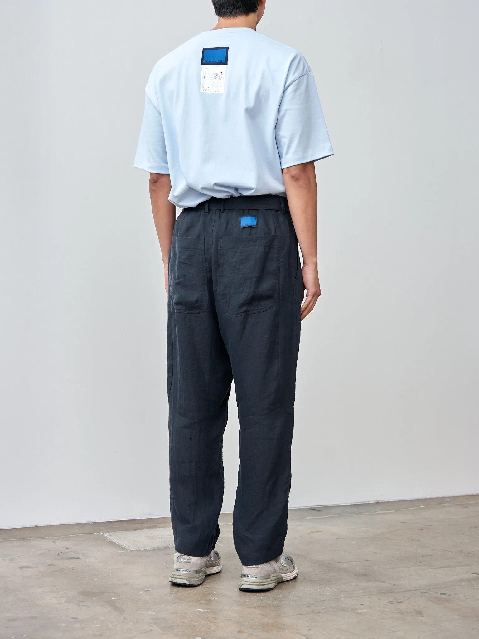 Linen Relaxed Pants - Navy