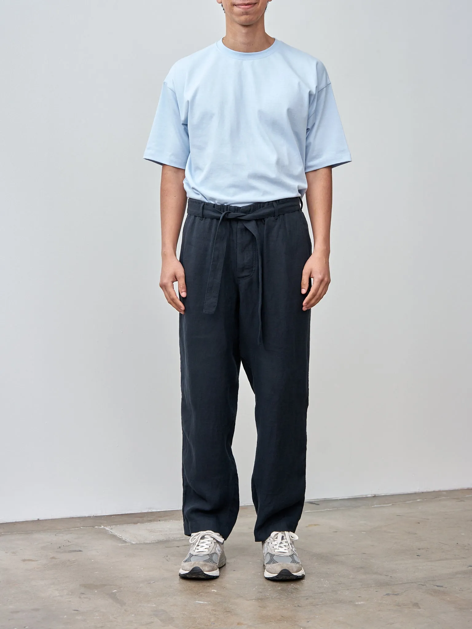 Linen Relaxed Pants - Navy