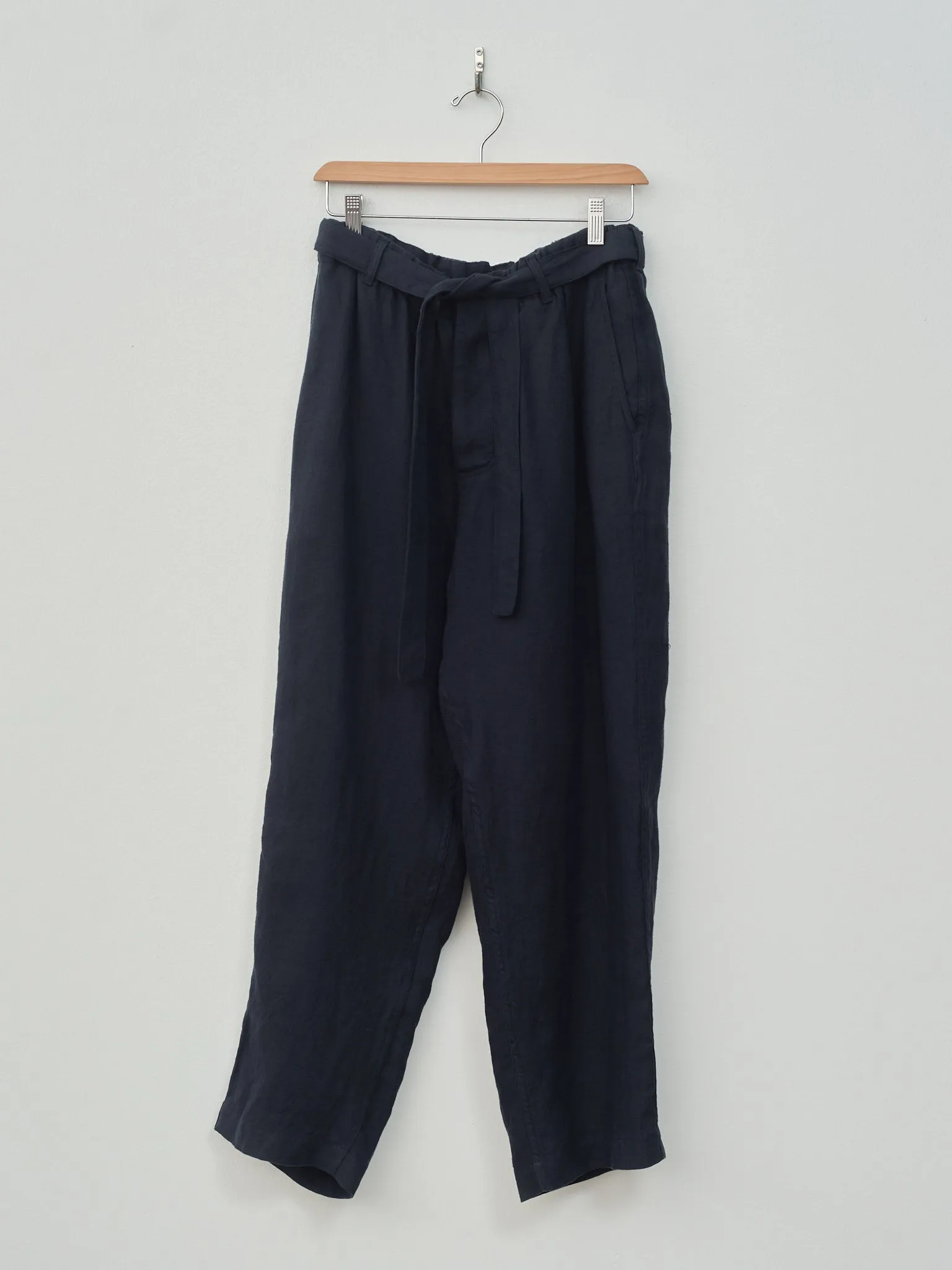 Linen Relaxed Pants - Navy