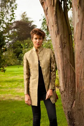 Long Nehru Jacket in Antique Gold