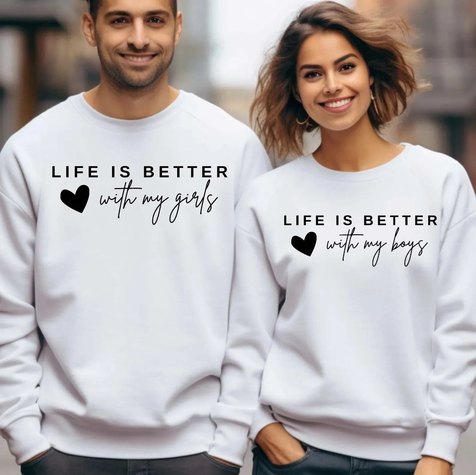 Matching Couple Hoodies - LIFE IS BETTER Custom Embroidered Sweatshirts For Couples