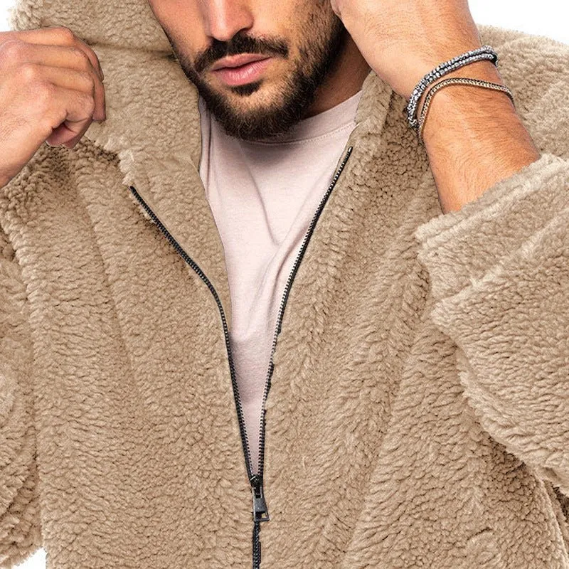 Men's Winter Double-Sided Warm Hooded Zipper Casual Hoodie