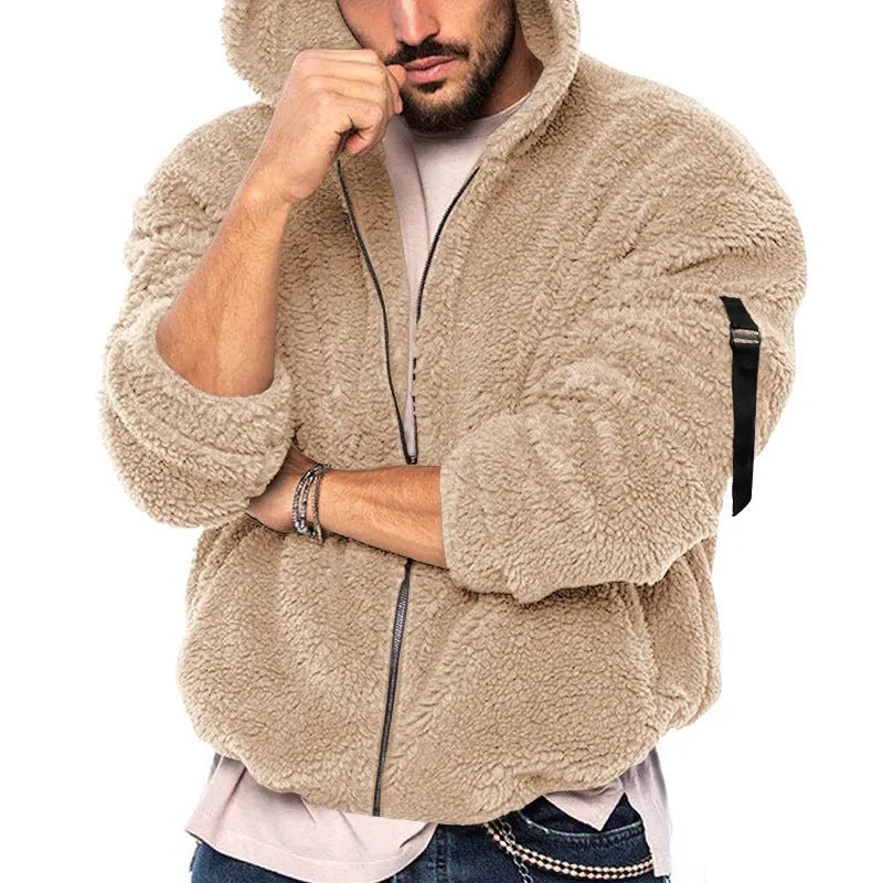 Men's Winter Double-Sided Warm Hooded Zipper Casual Hoodie