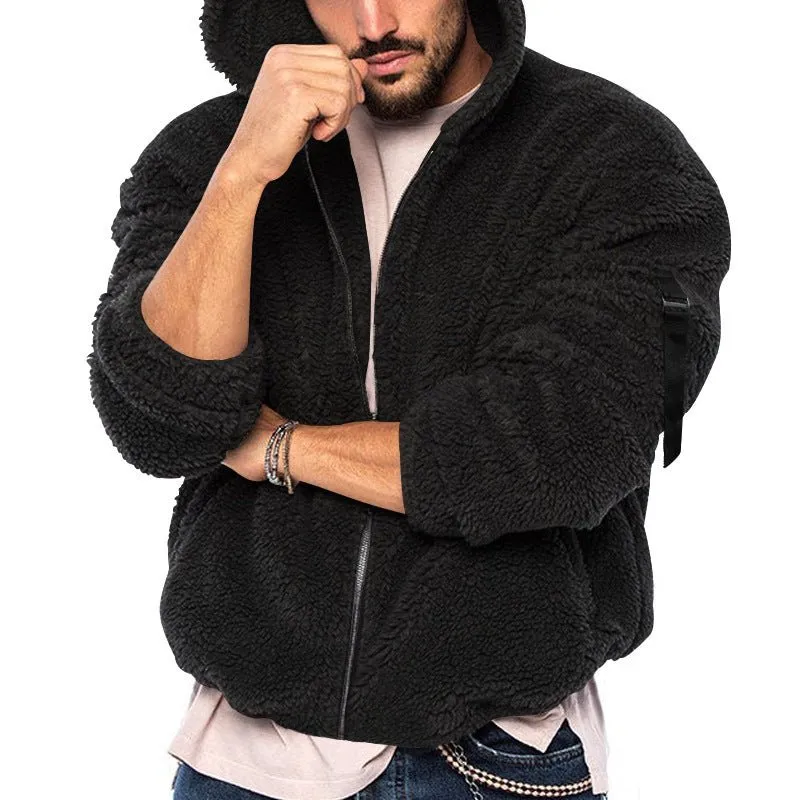 Men's Winter Double-Sided Warm Hooded Zipper Casual Hoodie