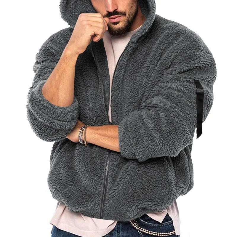 Men's Winter Double-Sided Warm Hooded Zipper Casual Hoodie