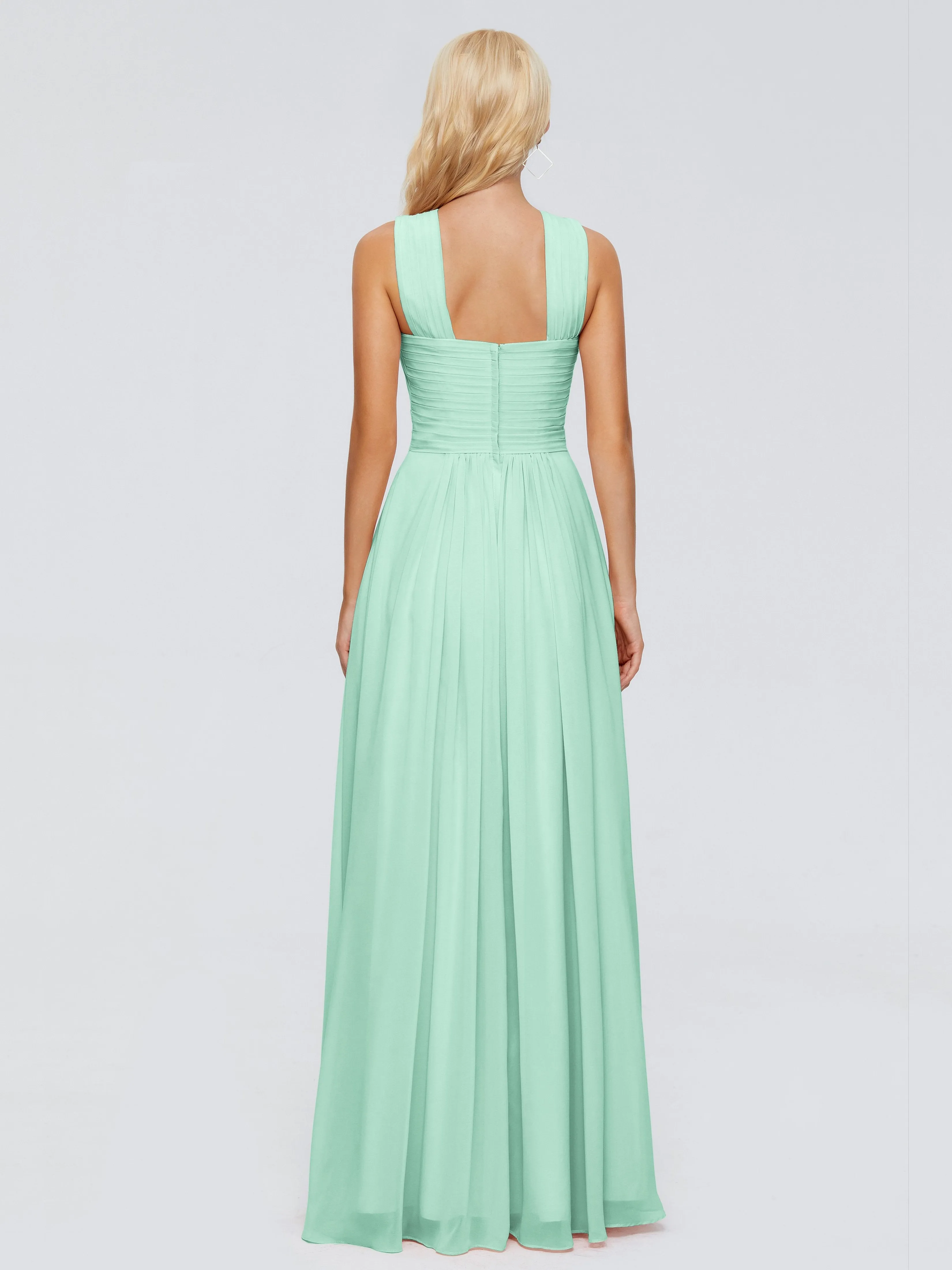 Mint Green Bridesmaid Dresses Aliyah Charming A-Line Straps Chiffon Bridesmaid Dresses