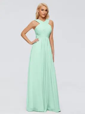 Mint Green Bridesmaid Dresses Aliyah Charming A-Line Straps Chiffon Bridesmaid Dresses