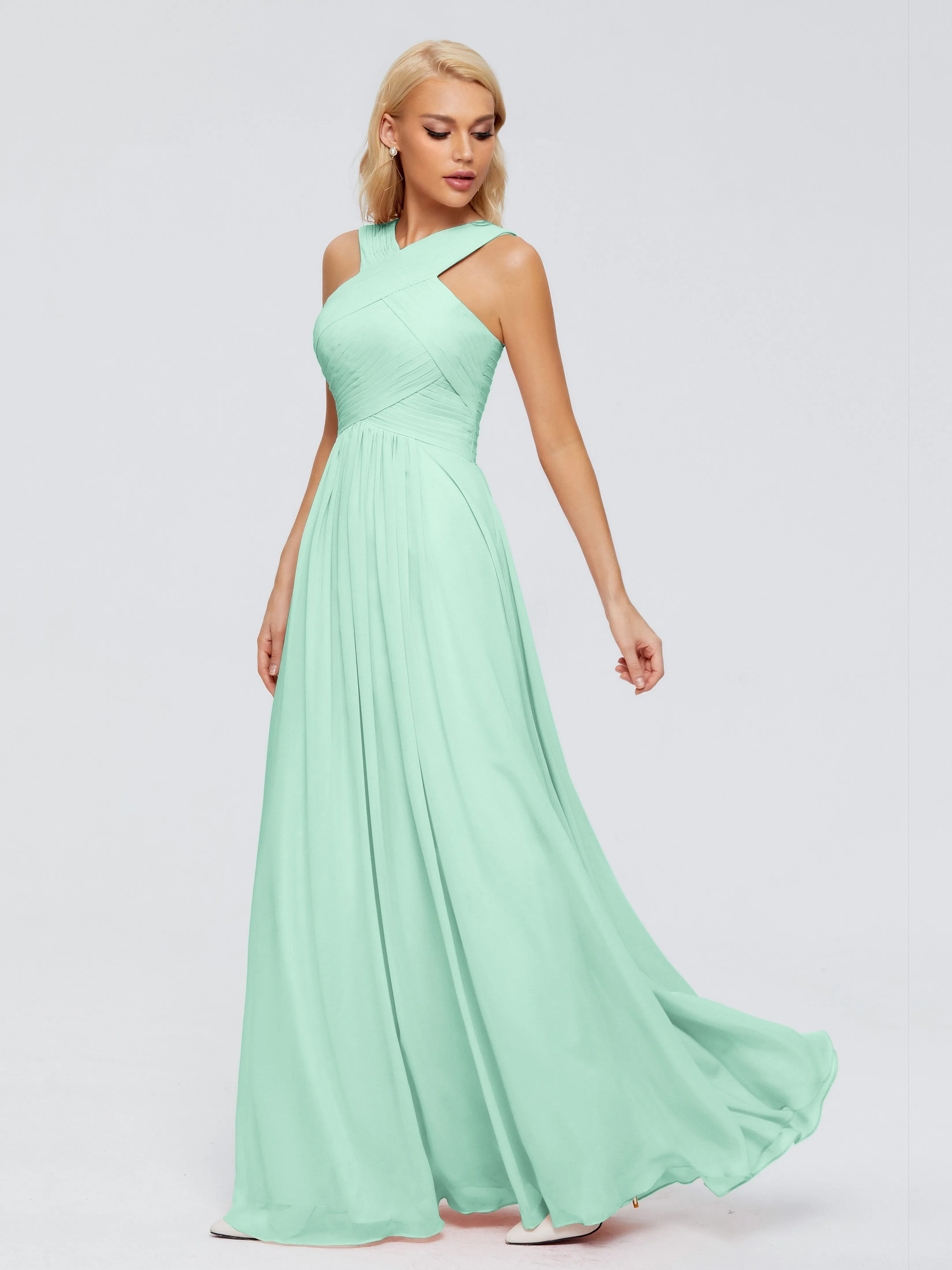 Mint Green Bridesmaid Dresses Aliyah Charming A-Line Straps Chiffon Bridesmaid Dresses