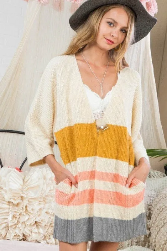 Multi Color Stripe Cardigan