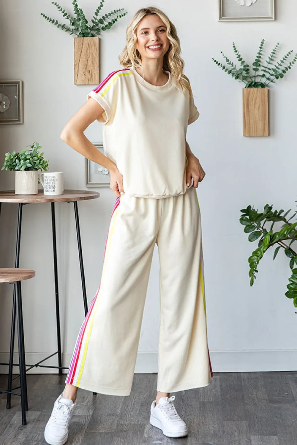 Multi Stripe Trim Relaxed Set