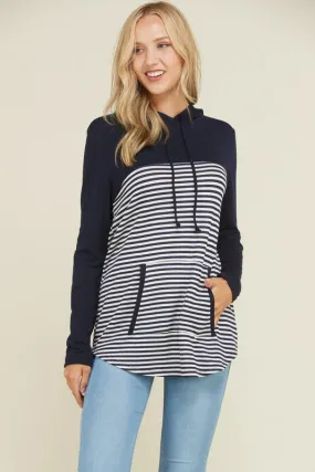 Navy Stripe Hoodie Sweater