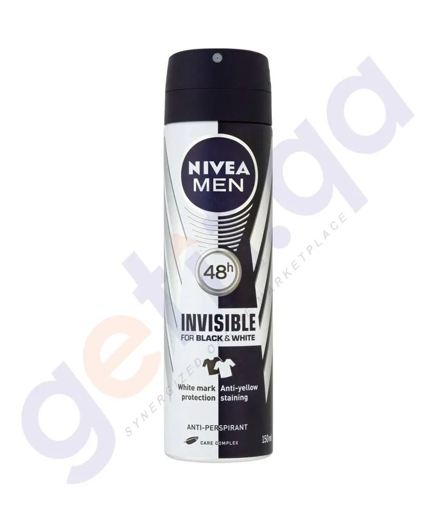 NIVEA 150ML MEN INVISIBLE FOR BLACK & WHITE DEODORANT (82241)