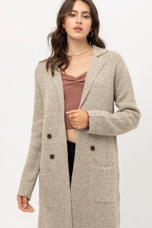 Oatmeal Open Cardigan