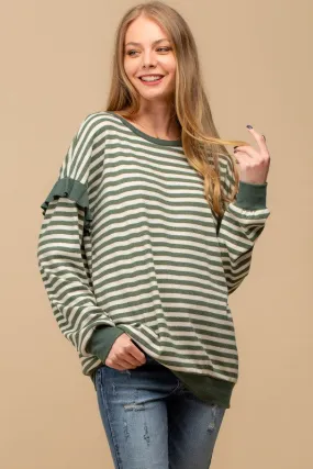 Olive Drop Shoulder Pullover