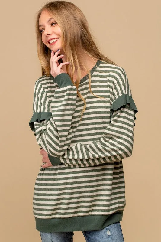 Olive Drop Shoulder Pullover