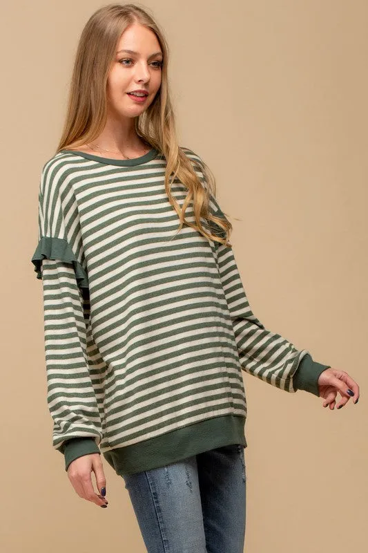 Olive Drop Shoulder Pullover