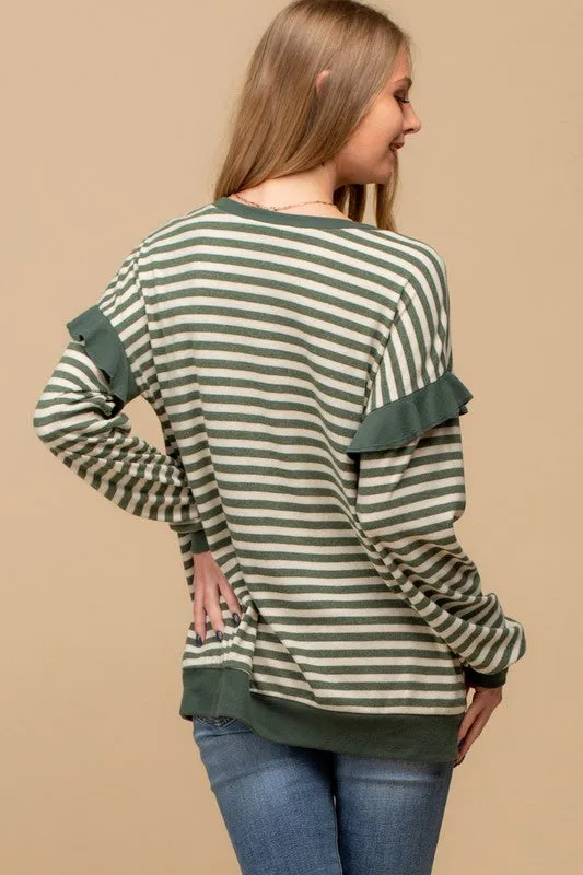 Olive Drop Shoulder Pullover