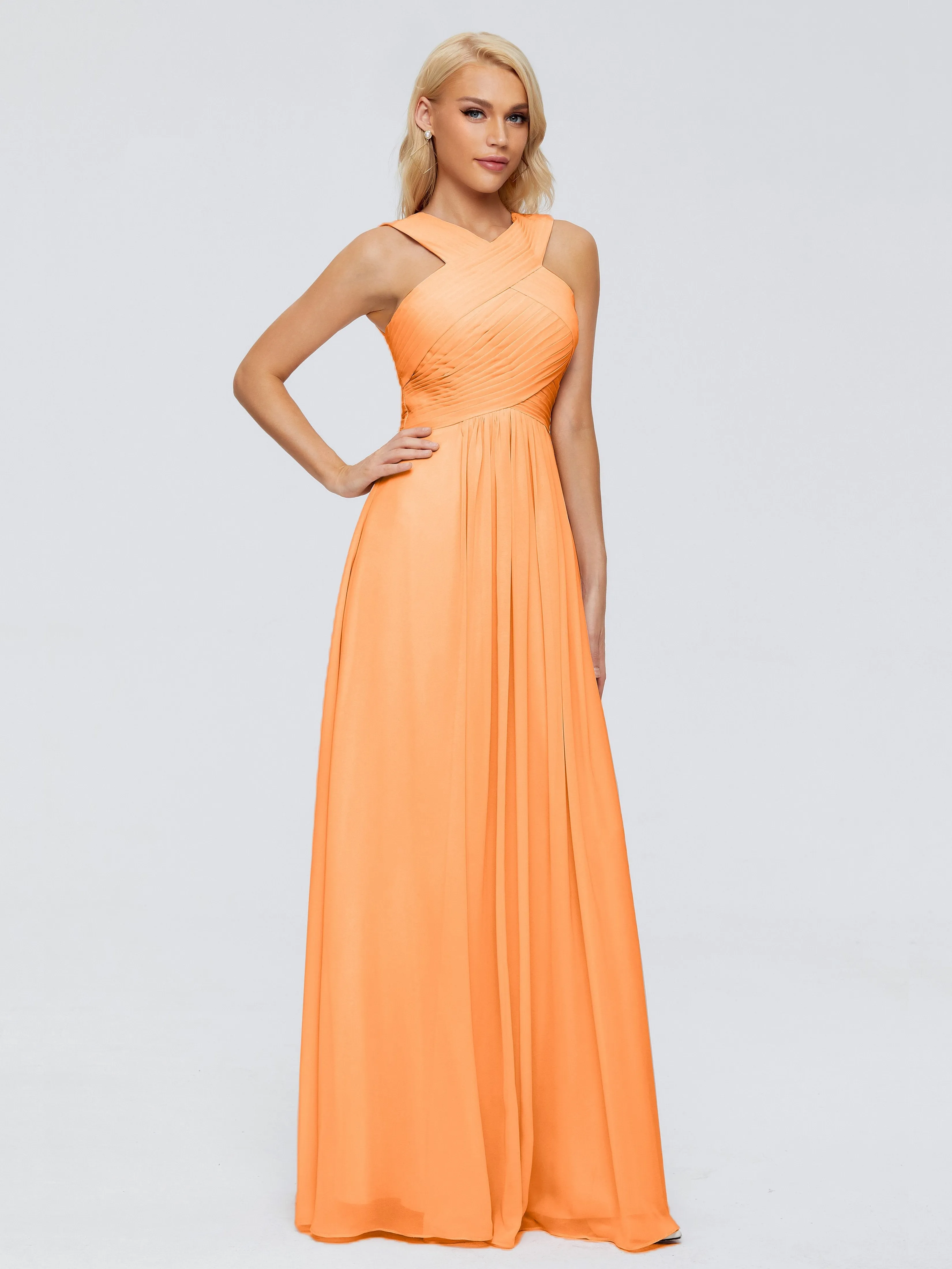 Orange Bridesmaid Dresses Aliyah Charming A-Line Straps Chiffon Bridesmaid Dresses